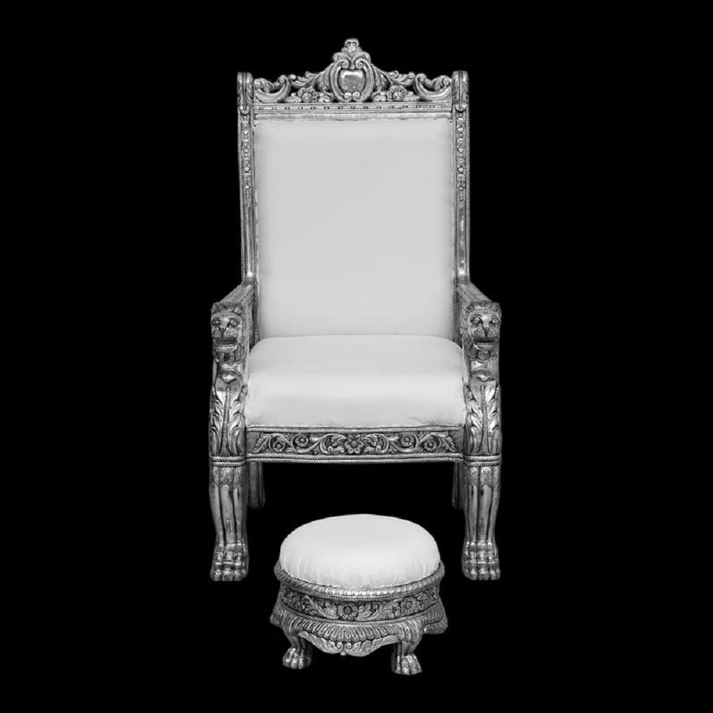 Silver Chair with Stool