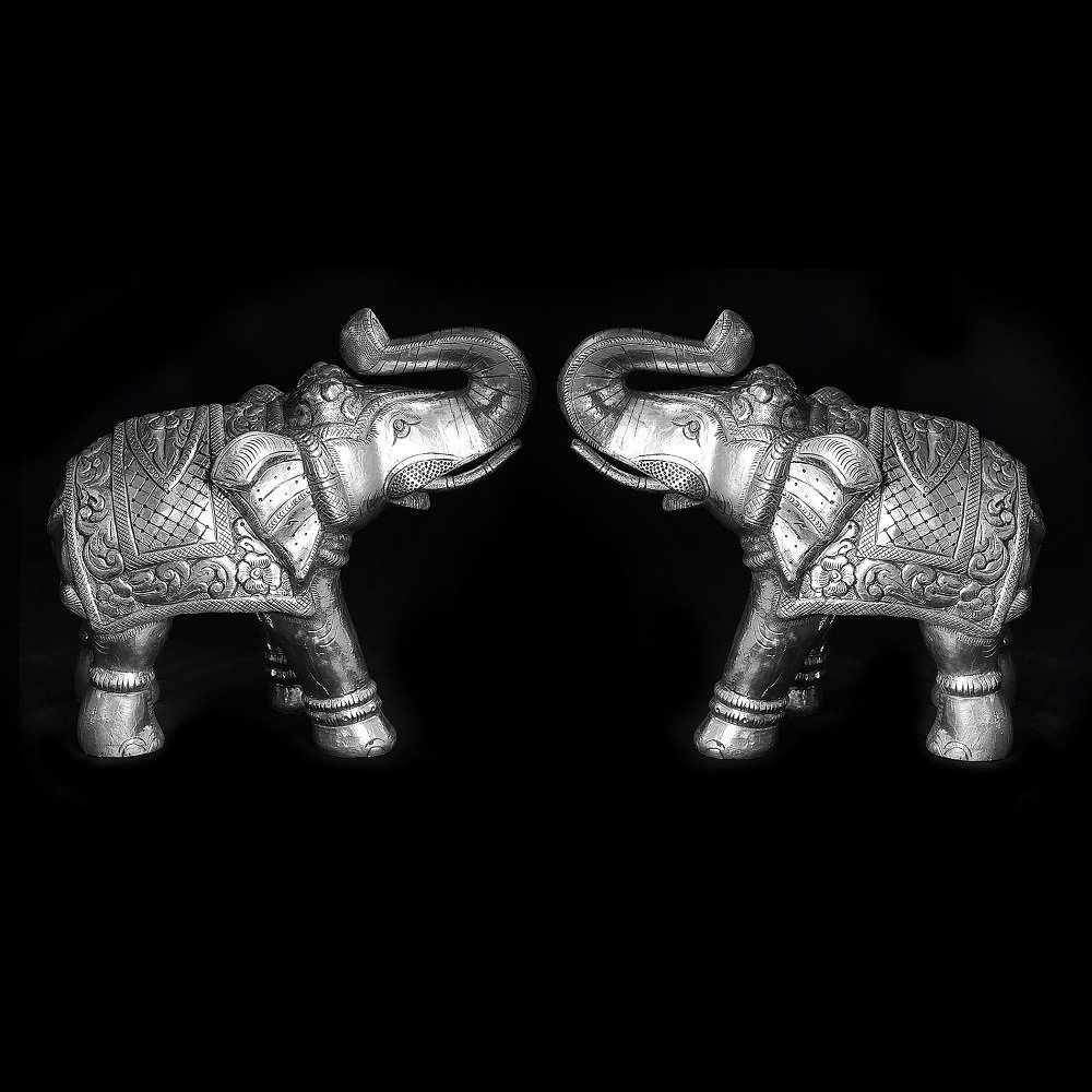 Silver elephant pair