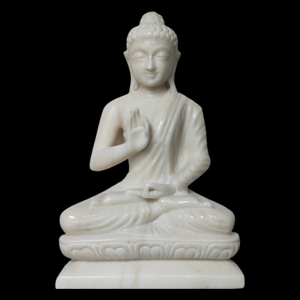 WHITE MARBLE BUDDHA STATUE