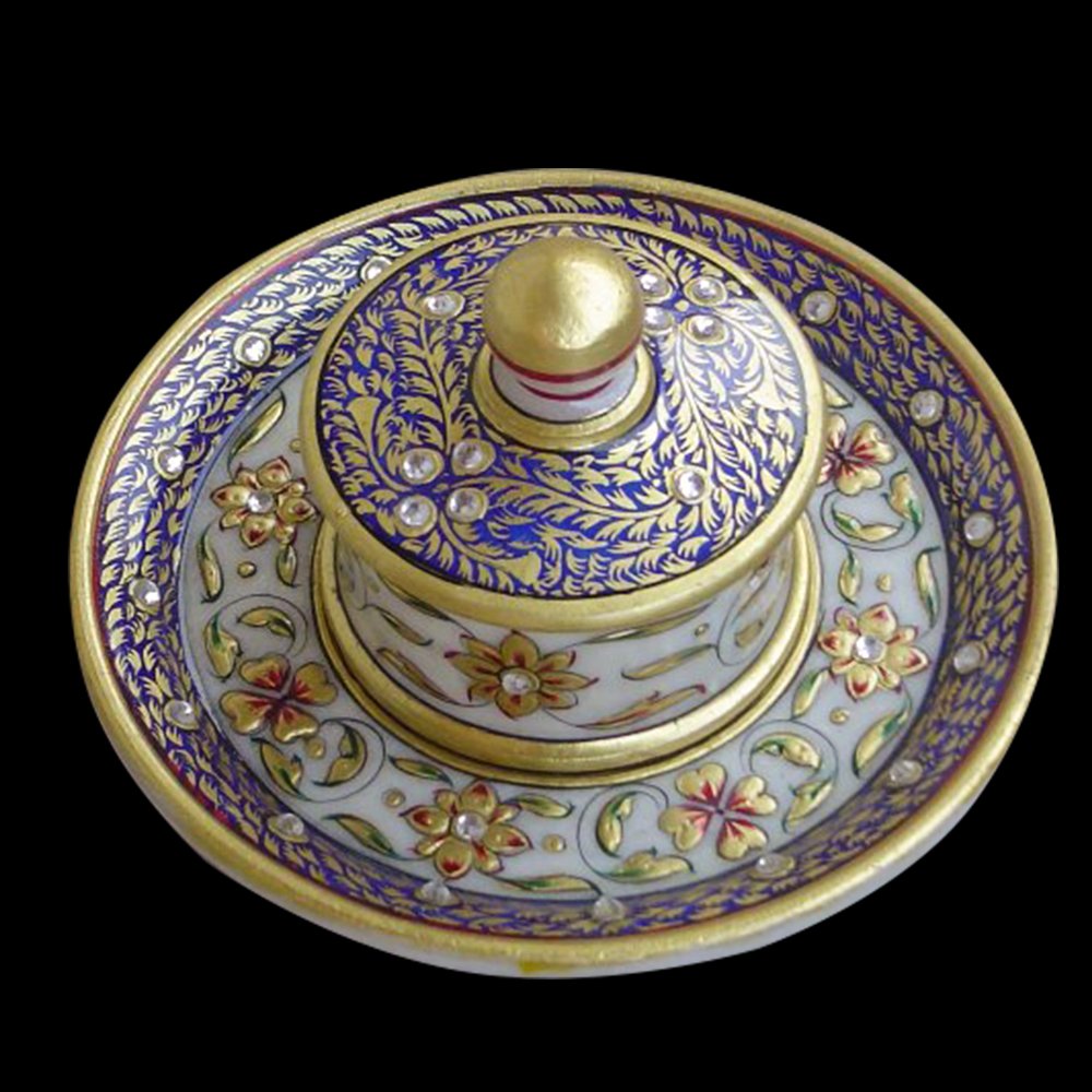 WHITE MARBLE DIBBI WITH TRAY