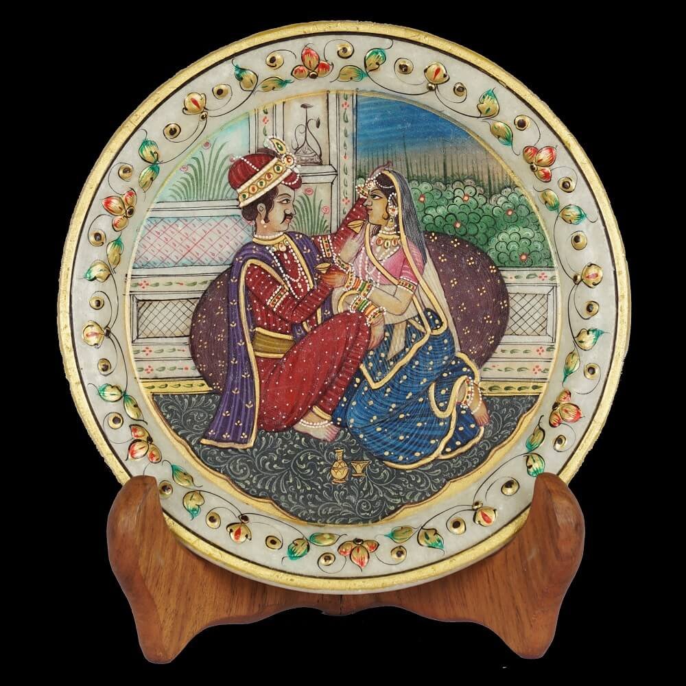 WHITE MARBLE RAJA RANI PLATE