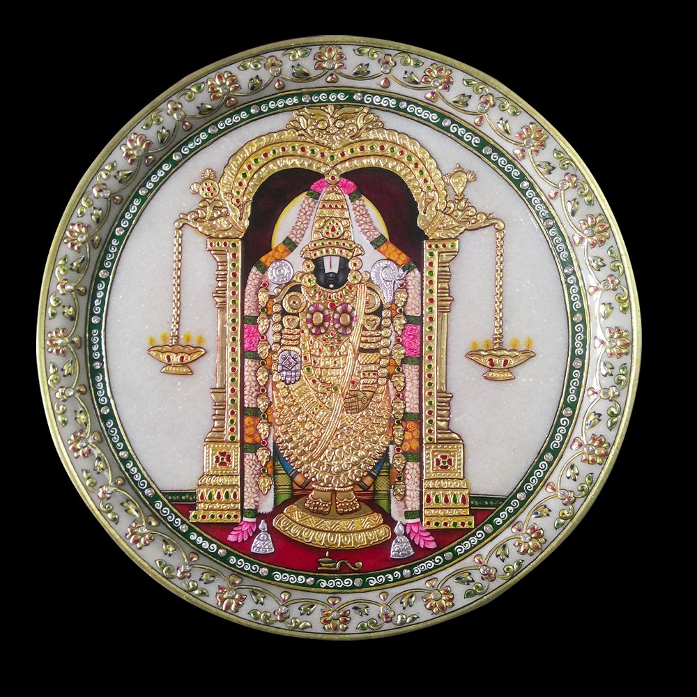 WHITE MARBLE TIRUPATI BALAJI PLATE